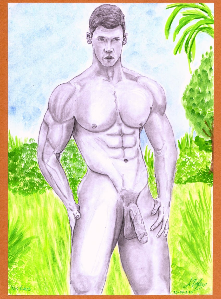 1boy belami big_penis caucasian caucasian_male cock cock_worship dick gay_pornstar hand_drawn huge_cock kris_evans muscles muscular muscular_male naked naked_male pencil pencil_(artwork) pencil_sketch porn_star real_person sketches_by_adab solo solo_male veiny_penis