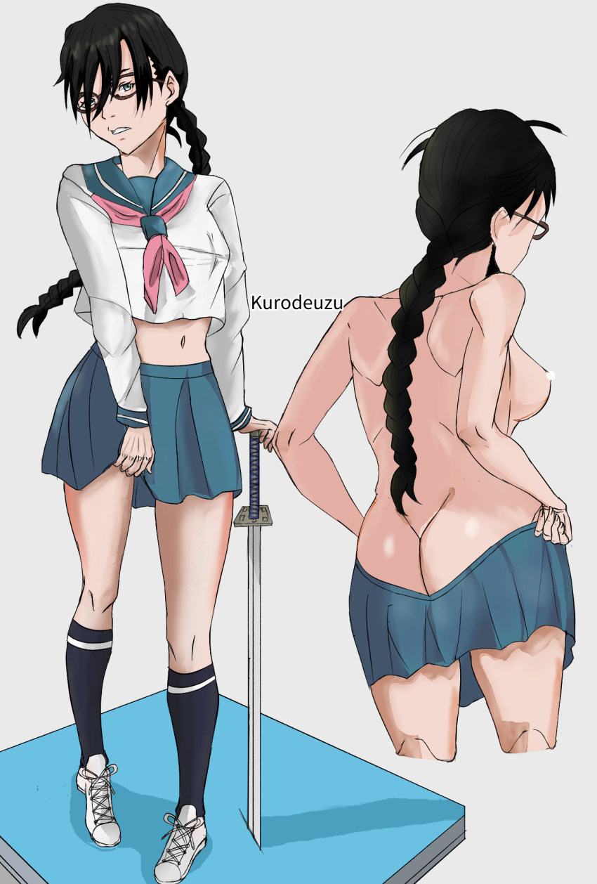 ass big_ass big_breasts bleach bleach:_the_thousand-year_blood_war lisa_yadomaru multiple_angles school_uniform yadoumaru_lisa