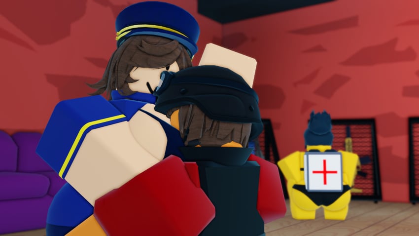 3d 3girls anarchy_rr34 black_bra black_panties breasts_on_head commander_(tds) couch genderswap_(mtf) honey_badger_(gun) medic_(tds) minigunner_(tds) redhotchillitea roblox roblox_game robloxian rule_63 tagme tower_defense_simulator twerking yellow_skin yuri