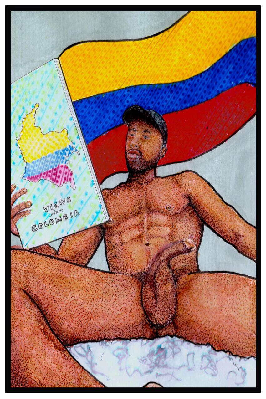 big_penis cock_out colombian_flag dark-skinned_male dark_skin dick ink male male_only naked naked_male nude nude_male pen pen_(artwork) self_upload sketches_by_adab