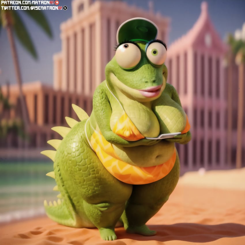 4k ai_generated anthro bbw bikini female female_only gilf granny highres illumination_entertainment lizard matronai_(artist) mature mature_anthro mature_female mature_male miss_crawly patreon patreon_username pinup sing_(movie) ssbbw stable_diffusion swimsuit tagme thick_thighs twitter_username wide_hips