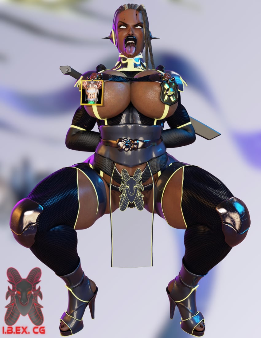 3d bandai_namco big_ass big_breasts big_butt body_modification brainwashing dark-skinned_female female hypnosis ibex-cg master_raven melanin mind_break mind_control muscular nipple_piercing only_female shotoshinobi_(ibex) slave tekken