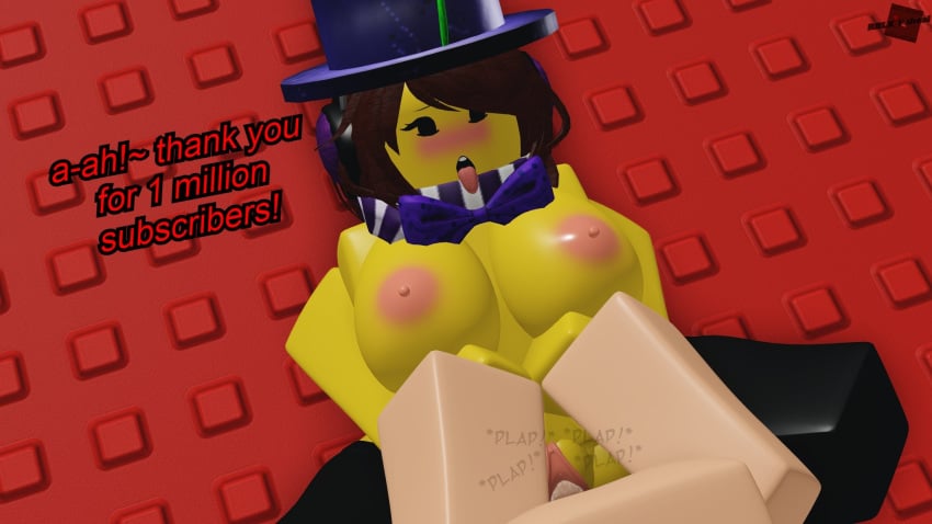 1boy 1girls 3d ahe_gao blush doomspire_brickbattle headphones konekokitten purple_bowtie purple_hat purple_scarf roblox roblox_avatar roblox_game roblox_paheal robloxian rule_63 short_hair source_request vaginal_penetration yellow_skin youtube youtuber