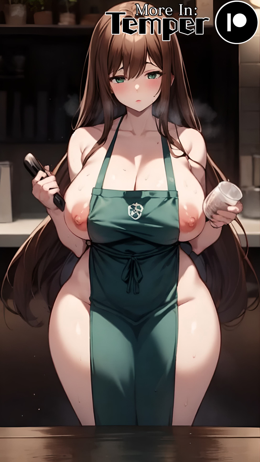 1girls ai_generated apron apron_only barista big_breasts female flashing kono_subarashii_sekai_ni_shukufuku_wo! long_hair naked_apron nudity solo solo_female stable_diffusion starbucks temper_ai wide_hips wiz_(konosuba)