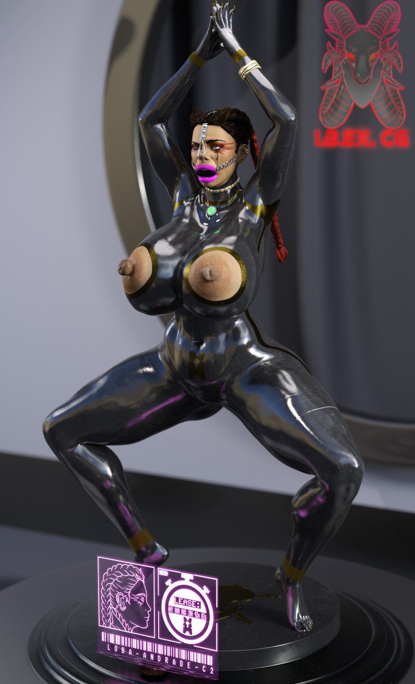 apex_legends big_ass big_breasts big_butt body_modification brainwashing drone droneification dronification female high_heels ibex-cg loba_(apex_legends) metalmaiden_(ibex) mind_break mind_control nose_hook only_female slave slutty_outfit video_games