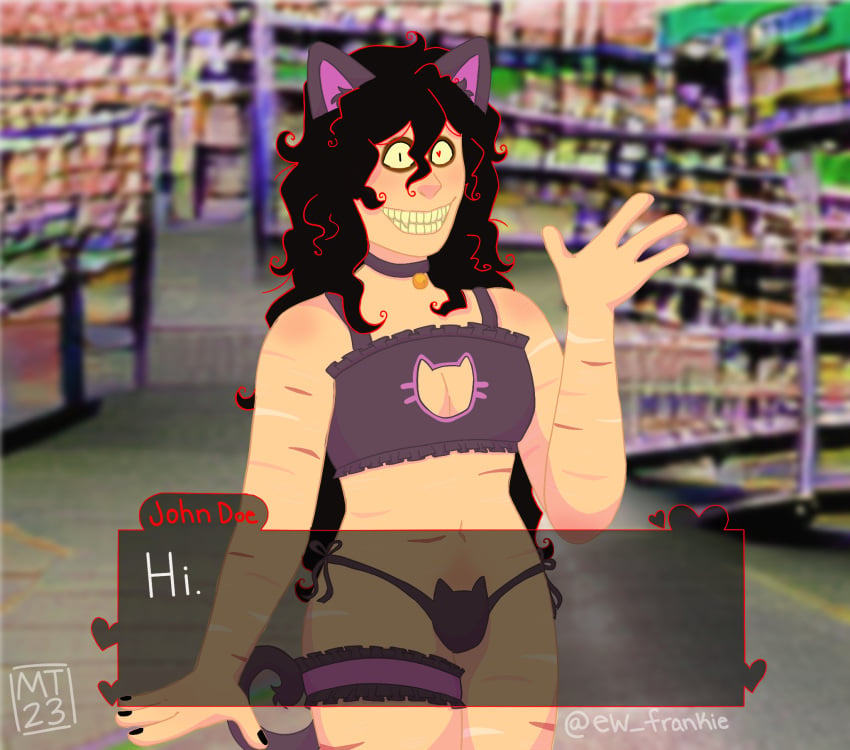 cat_ears cat_lingerie cat_tail catboy john_doe_(character) john_doe_(game) john_doe_(john_doe) male_focus male_only purpleverse self_harm_scars