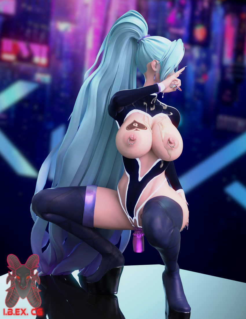 3d :>= big_ass big_breasts big_butt blowbot_(ibex) blowjob blowjob_face body_modification bodysuit breasts fellatio fellatio_gesture female high_heels ibex-cg k/da_all_out_seraphine k/da_all_out_series league_of_legends mind_break mind_control only_female queen_of_spades queen_of_spades_symbol seraphine_(league_of_legends) slave wedge_boots wedge_heels