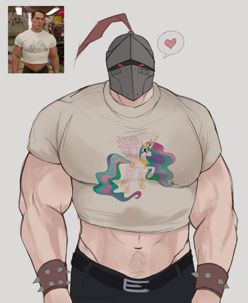 bara duncan_(schlindwein) helmet john_cena male male_only meme muscles muscular my_little_pony princess_celestia_(mlp) reference_image schlindwein shirt solo solo_male spoken_heart