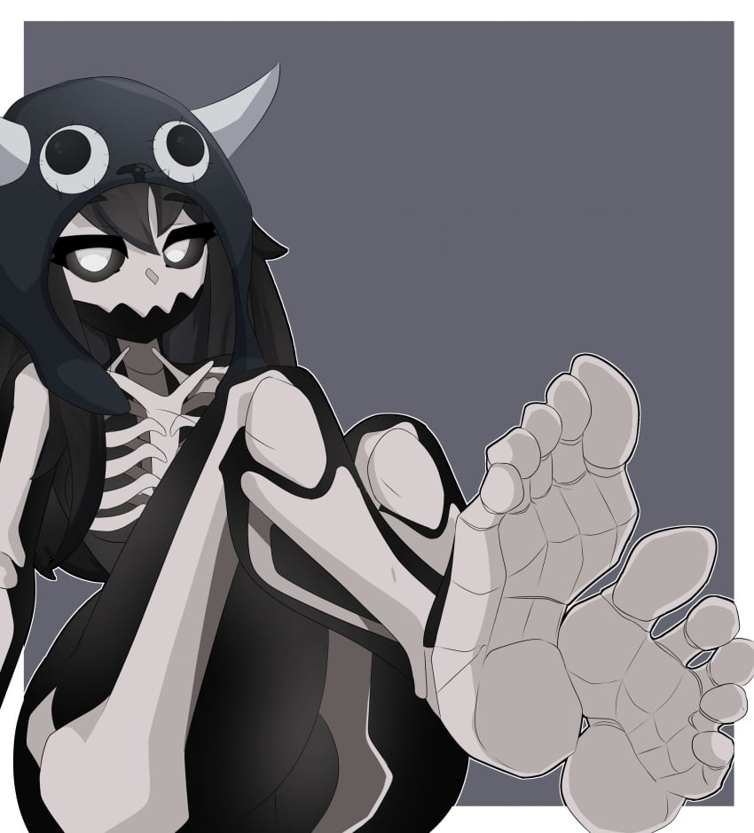 1girls breasts commission cool_hat exposed exposed_breasts exposed_feet exposed_pussy feet feet_up foot_fetish googly_eyes hat nude nude_female seductive seductive_look selene_the_skeleton silly_hat sitting skeleton skeleton_girl source_request toxphobia transparent transparent_body x-ray xray_view