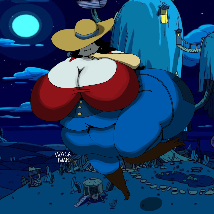 adventure_time bbw belly belly_overhang big_ass big_belly big_breasts chubby chubby_female fat fat_female fat_woman floating huge_ass huge_belly huge_breasts love_handles marceline marceline_abadeer marceline_the_vampire_queen night obese obese_female overweight overweight_female thick_thighs tight_clothing wack-man