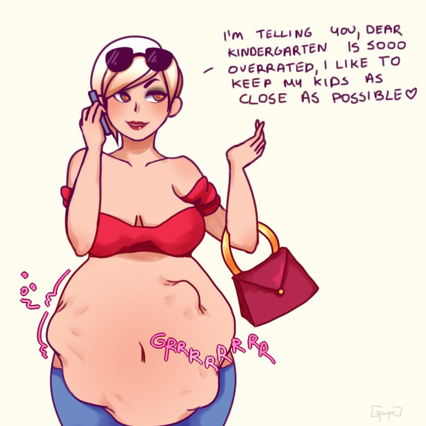 belly_bulge big_belly blonde_hair edit fetal_movement milf milf_pred mother_pred unbirthing vore