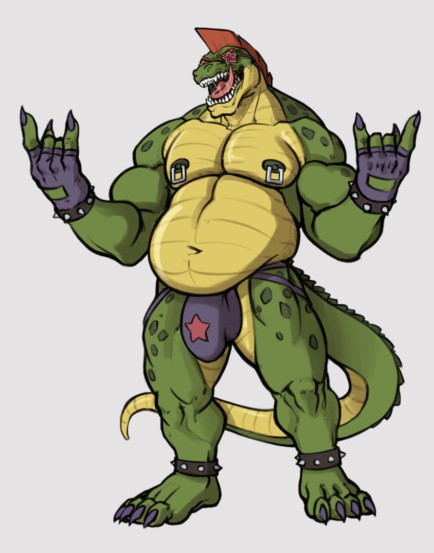 1boy 1male 2021 alligator alligatorid anthro anthro_focus anthro_only anthro_solo belly bracelet bracelets bulge bulge_through_clothing claws crocodile crocodilian crocodylid digital_drawing_(artwork) digital_media_(artwork) fangs faustoxiii finger_claws fingerless_gloves five_nights_at_freddy's five_nights_at_freddy's:_security_breach flaccid furry furry_male furry_only glasses gloves hair legband long_tail male male_anthro male_focus male_only mohawk mohawk_(hairstyle) montgomery_gator_(fnaf) mostly_nude muscular_arms muscular_legs navel nipple_piercing nipples open_smile overweight overweight_anthro overweight_male partially_clothed partially_clothed_male penis_out_of_underwear penis_outline pierced_nipples piercing piercings reptile reptile_humanoid saliva saliva_string scales scalie scalie_humanoid scottgames shaka_sign sharp_teeth simple_background smile smiley_face smiling solo solo_anthro solo_focus solo_in_panel solo_male spiked_bracelet spiked_legband spiked_tail spikes spikes_(anatomy) star_glasses steel_wool_studios stomach sunglasses thong thong_only toe_claws toes tongue underwear underwear_only