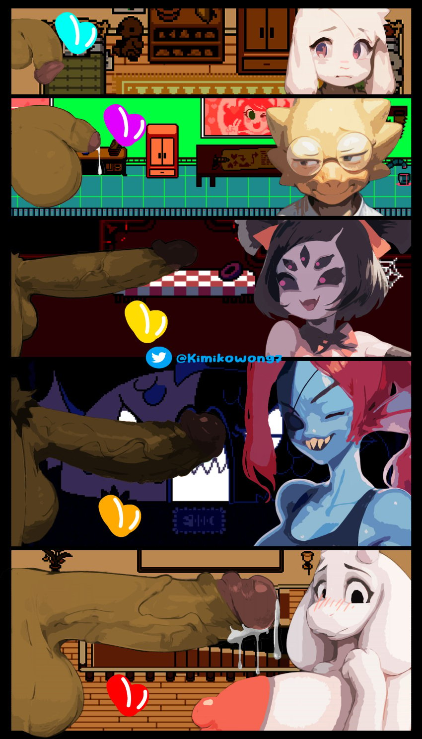 2d 4girls 6boys alphys anthro asriel_dreemurr big_balls big_penis color edit edited female femboy gigantic_penis human_soul kimikowong7 muffet orientation_play precum size_comparison size_difference tagme tagme_(artist) tagme_(character) toriel uncensored undertale undertale_(series) undyne