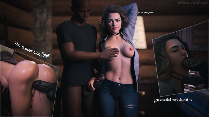 3d 3d_(artwork) bedroom big_breasts big_penis black_penis blowjob brown_hair cheating cheating_girlfriend cheating_wife choker cuckold cum cum_in_pussy cum_inside cum_on_body dark-skinned_male fanart hand_on_breast hand_on_penis impregnation interracial light-skinned_female mind_break my_wife's_a_star netorare ntr pussy pussy_juice pussy_juice_drip pussy_juice_trail rear_view ripped_clothing sex sex_from_behind shirt_open slut smolfrog3d valerie