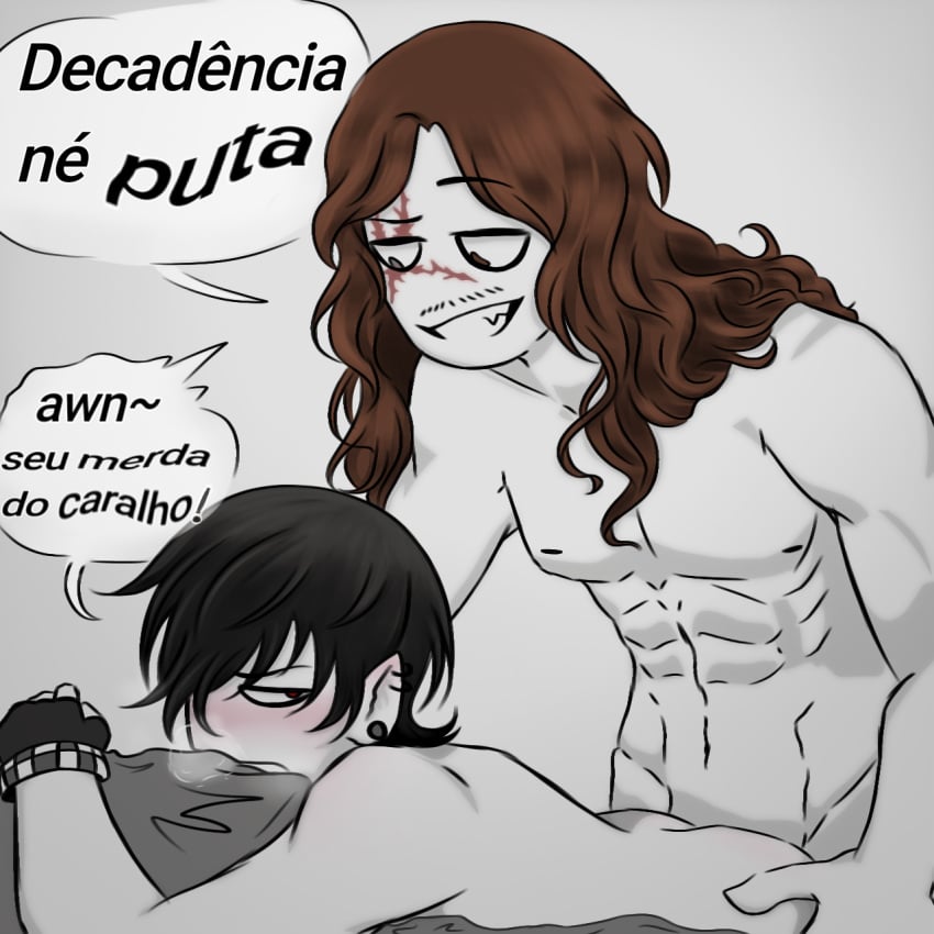 abs anal artist_request ass blush boy_rape brazilian cartoony comic drawing eyebrows_visible_through_hair eyelashes facial_hair fanart gay homosexual hot_dogging long_hair muscles oc original original_character portuguese_text pose sex sex_from_behind short_hair tagme tales thighs vampire yuri_kayto yurikayto