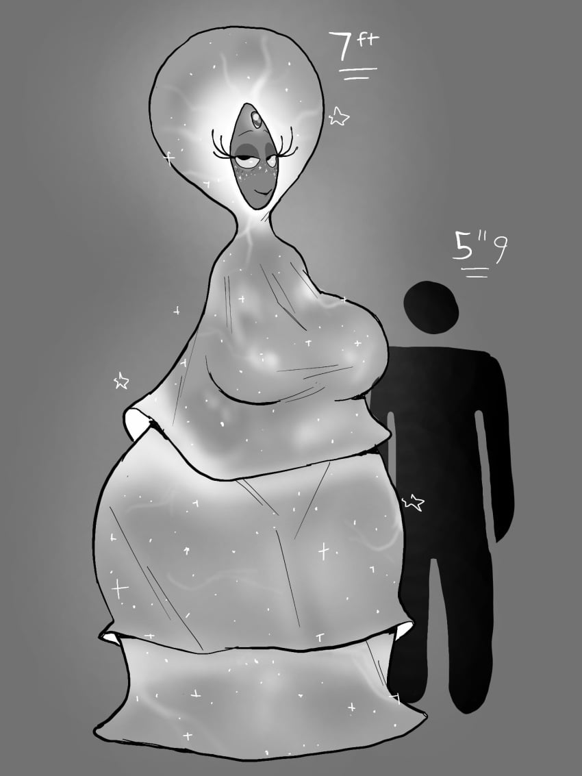 1boy 1girls ass_bigger_than_head big_breasts blush breasts busty casual clothed dagothurfanclub dogrush dream_(orion_and_the_dark) dress eyelashes female female_only forehead_gem grey_background greyscale half-closed_eyes hanging_breasts height_difference hips huge_ass large_breasts long_eyelashes looking_at_viewer monochrome netflix no_bra orion_and_the_dark simple_background size_difference smile sparkles standing tagme tall_female taller_female taller_girl teasing wide_hips