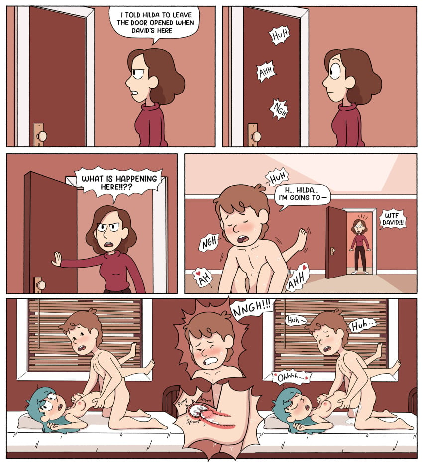 1boy 1boy1girl 1girls 1milf 2girls aged_up arched_back athletic_male bed bed_sex bedroom big_breasts blue_hair breasts_out brown_hair caught caught_cumming caught_in_the_act comic completely_nude completely_nude_female cum cum_in_pussy cum_inside daughter daughters_friend david_(hilda) duo female friends_mother friends_with_benefits getting_caught hilda_(hilda) hilda_(series) human human_only johanna_(hilda) light-skinned_female light-skinned_male light_skin mature mature_female mature_woman milf moaning moaning_in_pleasure moaning_loud mother mother_and_daughter muscular_male nipples nude nude_female nude_sex on_bed open_mouth penetration penis penis_in_pussy pussy sex single_mom straight sweat sweaty sweaty_body teenage_sex teenagers text vaginal_penetration vaginal_sex voyeur walked_in_on x-ray young_couple