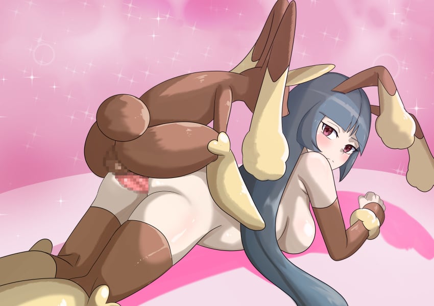 1boy 1girls 2024 absurd_res anthro anthro_penetrating anthro_penetrating_human armwear ass balls big_breasts big_butt blush breasts brown_body brown_fur bunny_costume bunny_ears censored clothing cosplay costume duo fake_ears fake_rabbit_ears female female_penetrated fur generation_4_pokemon genitals gym_leader hi_res human human_on_anthro human_penetrated interspecies legwear lopunny lopunny_(cosplay) male male/female male_penetrating male_penetrating_female mammal nintendo nivi penetration penis pokemon pokemon_(cosplay) pokemon_(species) pokemon_rgby pokephilia sabrina_(pokemon) sex