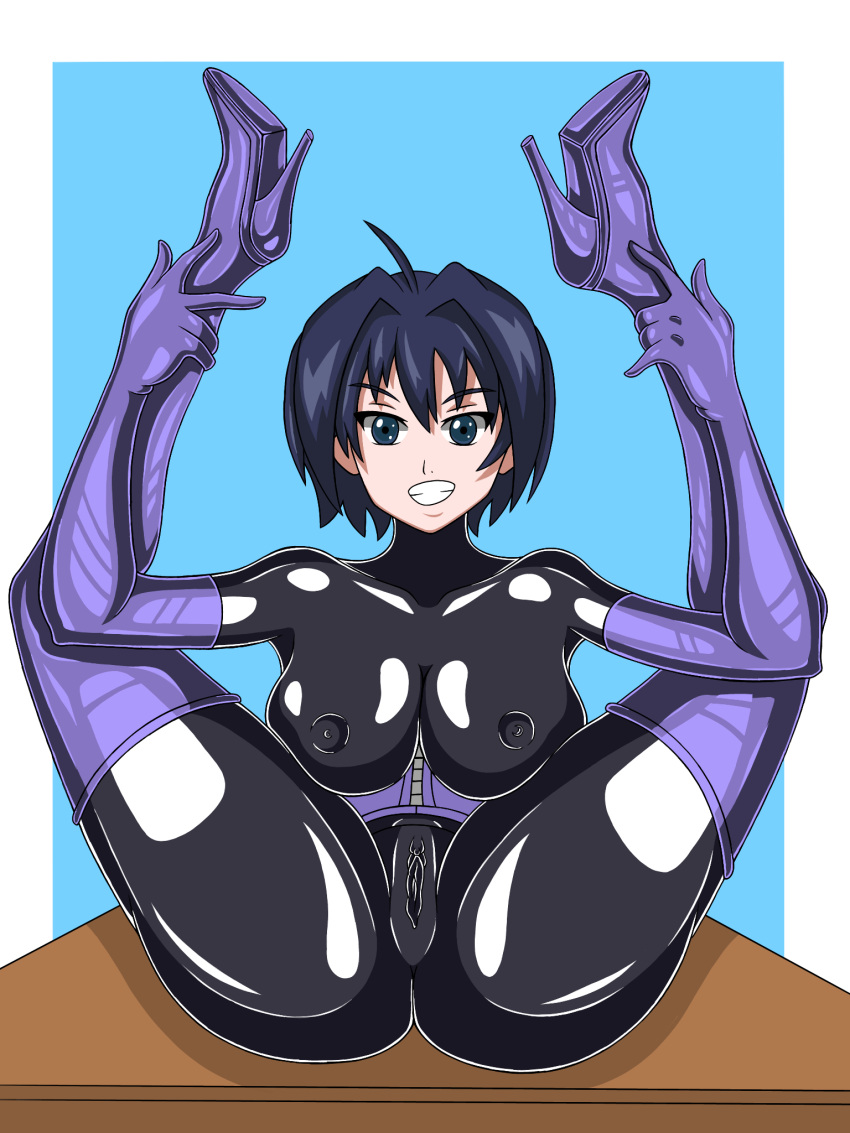 1girls ass bangs big_breasts black_bodysuit black_skinsuit blue_background blue_eyes bodysuit bondage_outfit breasts clitoris clitoris_piercing clitoris_ring dat_ass elbow_gloves erect_clitoris erect_clitoris_under_clothing erect_nipples erection falis_(murder_princess) female female_focus female_only full_body gloves hands_on_own_legs high_heel_boots high_heels latex latex_armwear latex_ass latex_boots latex_breasts latex_clothing latex_elbow_gloves latex_gloves latex_legwear latex_long_gloves latex_nipples latex_skin latex_skinsuit latex_stockings latex_suit latex_thigh_highs latex_thighhighs latex_vagina laying_down laying_on_table legs legs_up legwear long_gloves looking_at_viewer murder_princess nipples pierced_clitoris purple_gloves purple_hair purple_high_heels purple_high_heels_boots purple_legwear pussy short_hair skin_tight skin_tight_outfit skin_tight_suit skin_tight_thighhighs skintight skintight_bodysuit skintight_clothes skintight_clothing skintight_suit smile smiling smiling_at_viewer sole_female soles solo solo_female solo_focus spread_legs spreading stray_123 stray_pubic_hair suit table teeth thick_thighs thighhighs thighs vagina vaginal_penetration wide_spread_legs wide_thighs zipper