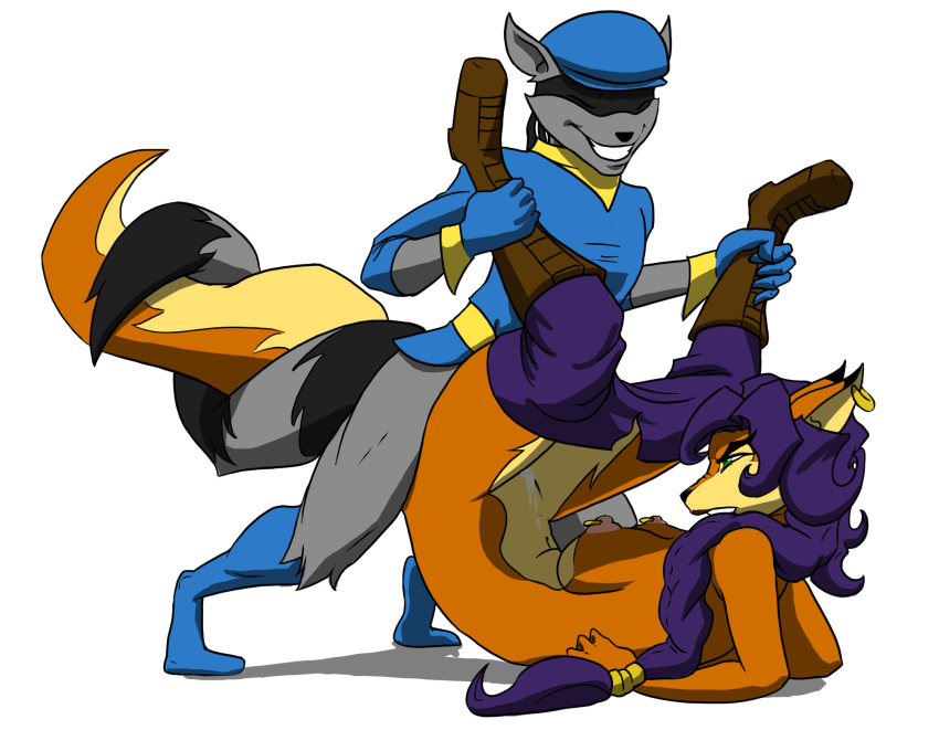 anthro canine carmelita_fox female fox fur furry male mammal naughtee raccoon sly_cooper sly_cooper_(series) smooth_fur straight tagme