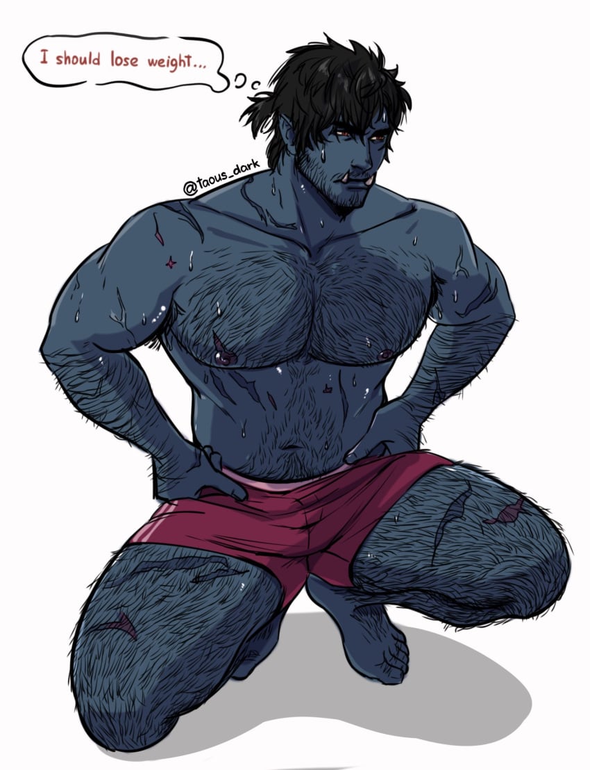 1boy bara chest_hair hairy hairy_chest hairy_male taous_dark