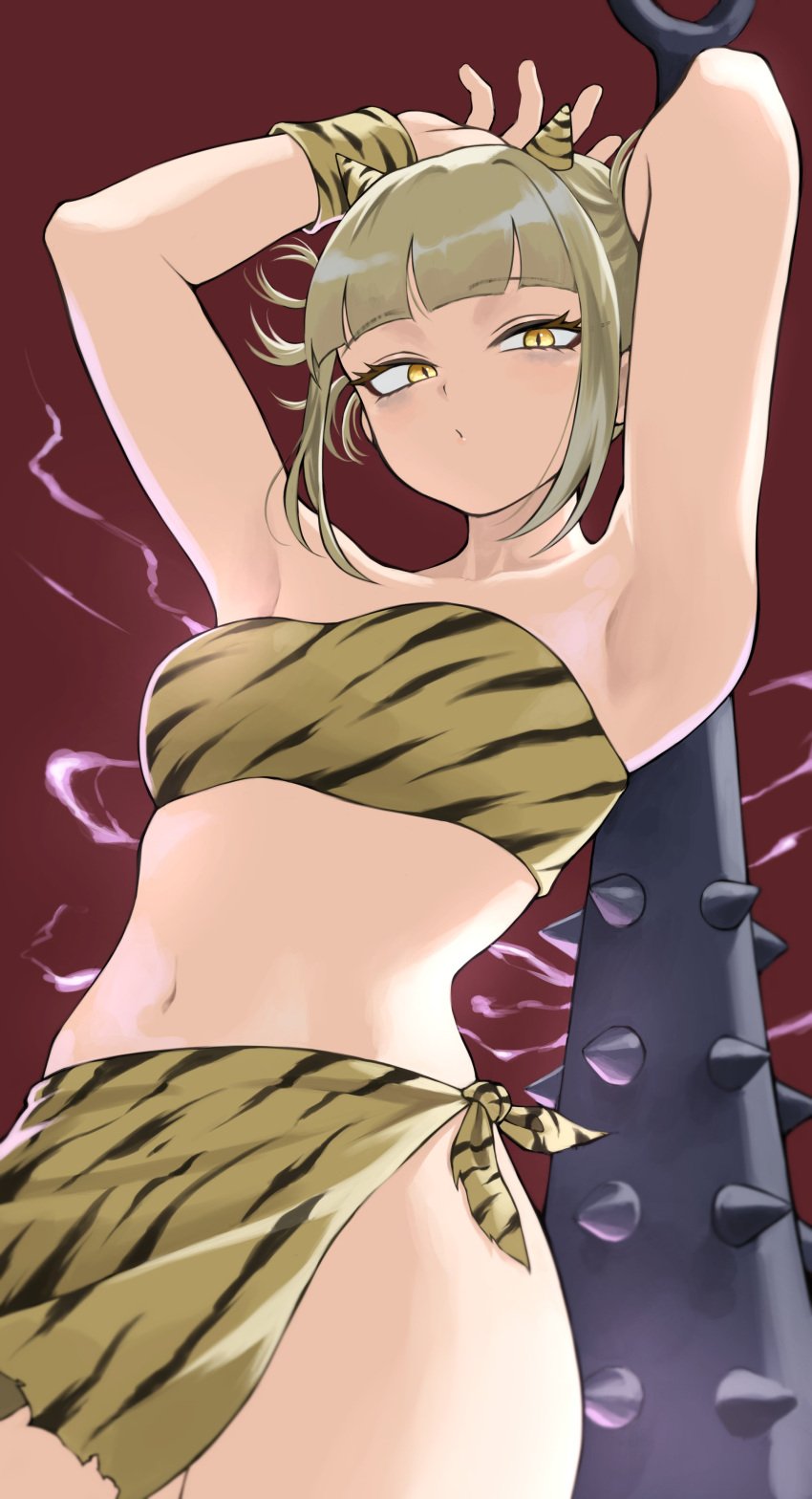 1girls 2024 absurd_res animal_print animal_print_bikini armpits arms_above_head arms_up ass bangs belly_button big_ass bikini_bottom bikini_top blonde_hair breasts cavewoman clothed clothed_female clothes clothing club collarbone cosplay cowboy_shot eyelashes female front_view fully_clothed furin0241 good_quality hair hi_res himiko_toga horns human large_ass legs_together light-skinned_female light_skin loincloth looking_at_viewer lum_(cosplay) medium_breasts medium_hair my_hero_academia navel pose posing side-tie_bikini simple_background slit_pupils solo spiked_club standing stomach thick_thighs thighs tiger_print tiger_print_bikini toga_himiko weapon wide_hips wristband yellow_eyes