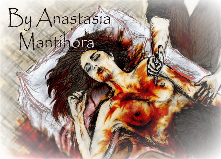 1girls anastasiamantihora bella_swan blood breasts closed_eyes dead death female female_death female_only long_hair nude open_mouth realistic solo the_twilight_saga