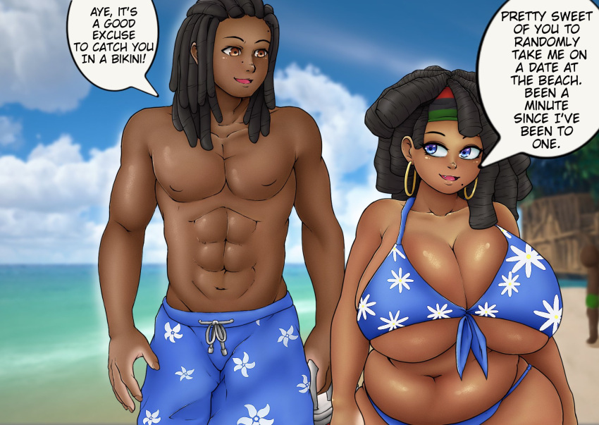 beach dark-skinned_female kaori_(renoahemiru) renoahemiru tagme