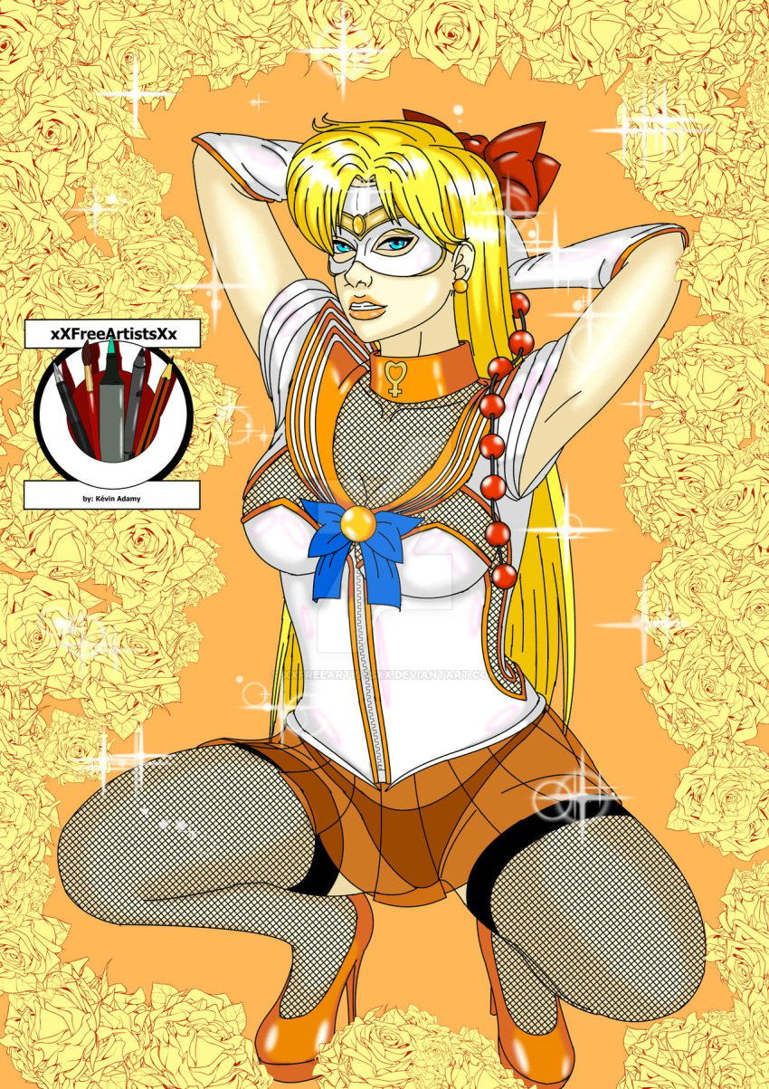 bimbo bishoujo_senshi_sailor_moon bow clothing dark_persona female fishnets high_heels latex lips minako_aino panties revealing_clothes sailor_venus see-through see-through_clothing skirt small_breasts stockings venus_symbol xxfreeartistsxx