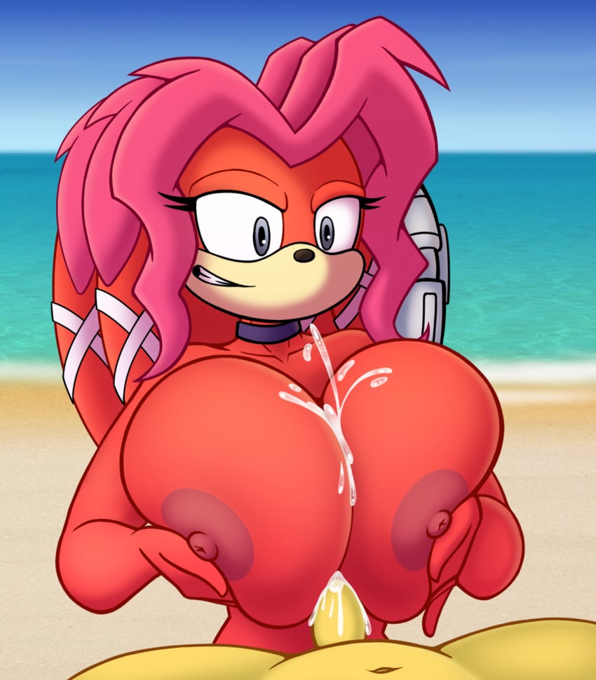 anthro archie_comics areola beach big_breasts bodily_fluids breast_play breast_squish breasts choker cum duo echidna female genital_fluids grin hair hi_res jewelry lien-da male male/female mammal monotreme necklace nipples paizuri pink_hair raki_boi red_body sea seaside sega sex smile smug sonic_(series) sonic_the_hedgehog_(archie) sonic_the_hedgehog_(comics) sonic_the_hedgehog_(series) squish straight water