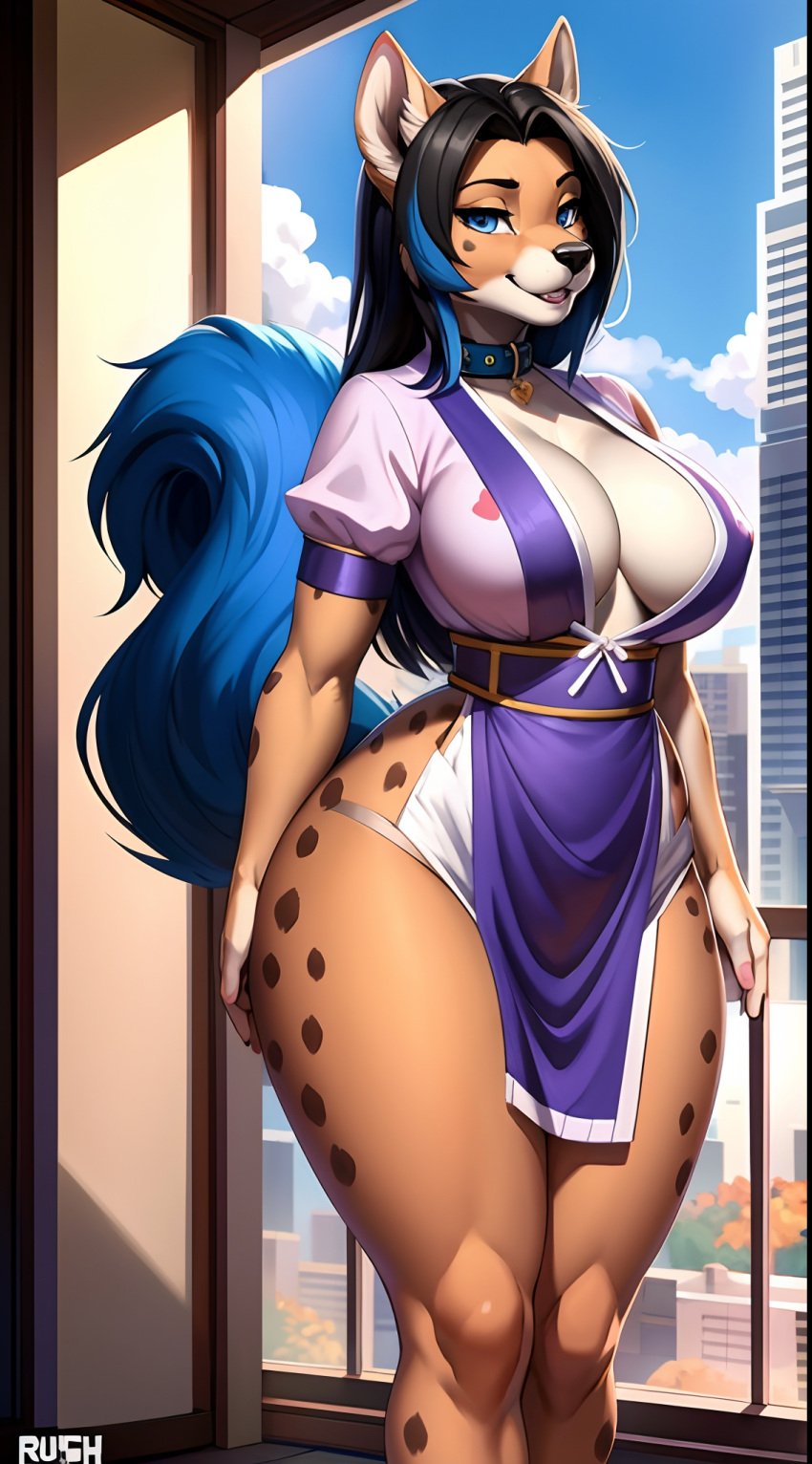 ai_generated animal_ears animal_humanoid anthro ass big_ass big_breasts cute female female_only furry furry_ass furry_breasts furry_ears furry_female furry_only furry_tail hi_res hyena hyenaloverai mai_shiranui_furry mammal nai_diffusion seductive stable_diffusion