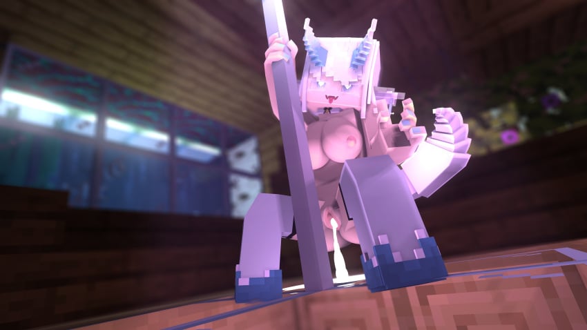 1girls 3d bell_collar blue_eyes blue_horns botaokami breasts cum_in_pussy erect_nipples female horny_female looking_at_viewer mine-imator minecraft smile solo stockings stripper_pole tagme wet_pussy white_hair wolf_girl wolf_humanoid wolf_tail wolffy_(botaokami)