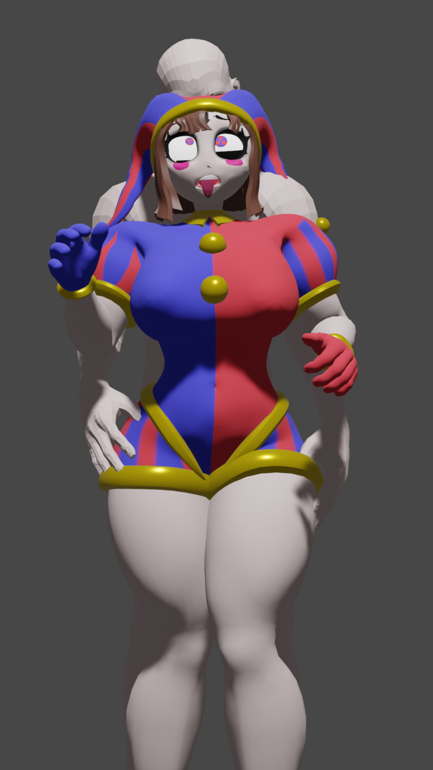 2023 3d 3d_model ahe_gao buhonero75 glitch_productions gooseworx jester jester_cap jester_costume jester_girl jester_hat jester_outfit pomni pomni_(buhonero75) pomni_(the_amazing_digital_circus) the_amazing_digital_circus