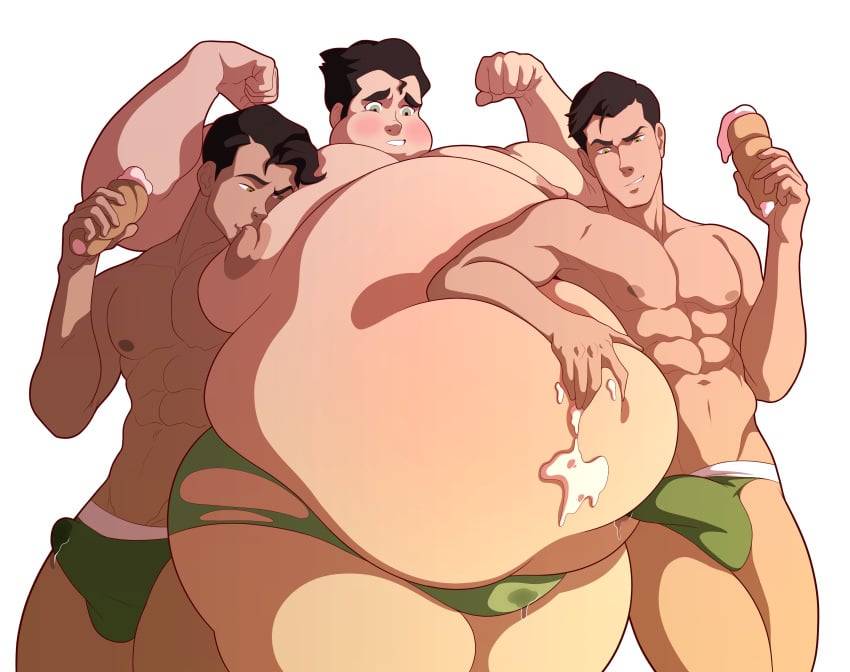 3boys abs avatar_legends belly belly_grab bhm big_belly blush bolin bulge dkmate earth_kingdom erection erection_under_clothing fat fat_belly fat_man flexing gay hand_on_belly ice_cream male male_only moobs morbidly_obese morbidly_obese_male muscular_male obese obese_male overweight overweight_male penis_outline precum precum_through_clothing size_difference the_legend_of_korra thick_thighs thong torn_clothes wei_bei_fong wide_hips wing_bei_fong yaoi