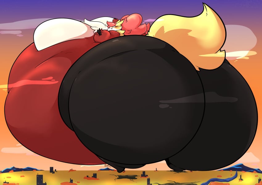 big_ass big_breasts breasts bubble_butt delphox huge_ass macro no_humans pokémon_(species) pokemon rakugakite thick_thighs wide_hips