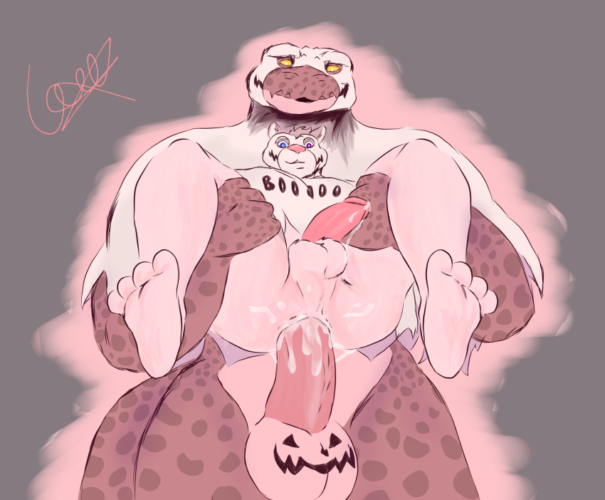 2boys alligator ass bara furry gaek gaek_art gay ghost halloween male_only penis wolf yaoi