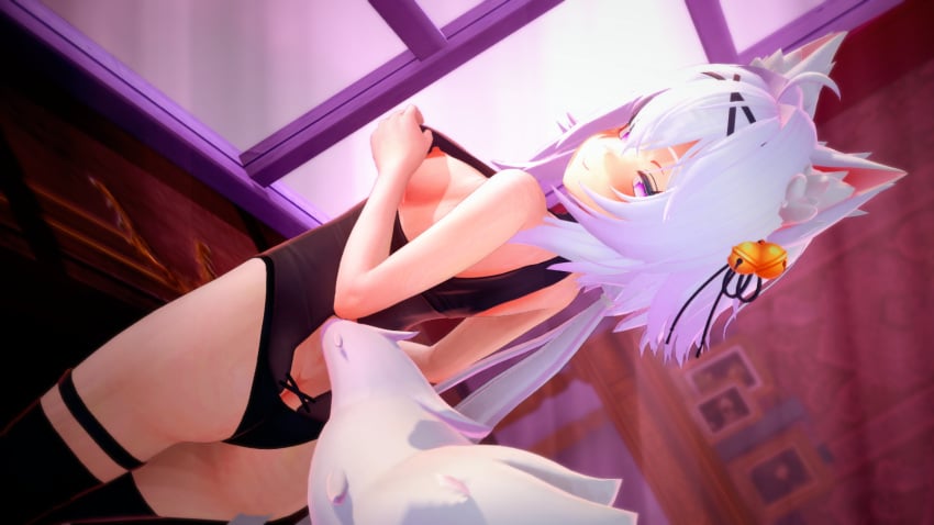 1girls 3d amoon clothed exposing_breasts female filian filian_(vtuber) filipinoboy flashing_breasts furry head_turned indie_virtual_youtuber koikatsu light-skinned light-skinned_female looking_at_viewer nipple purple_eyes sideboob solo solo_female standing twitter virtual_youtuber vtuber wataamage white_hair window