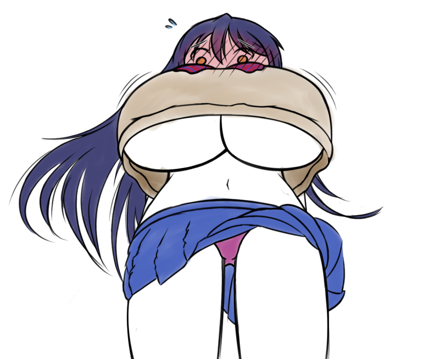 big_breasts blue_hair braless from_below huge_breasts long_hair love_live! love_live!_school_idol_project panties sonoda_umi tagme tokidokisuiyobi underwear upskirt