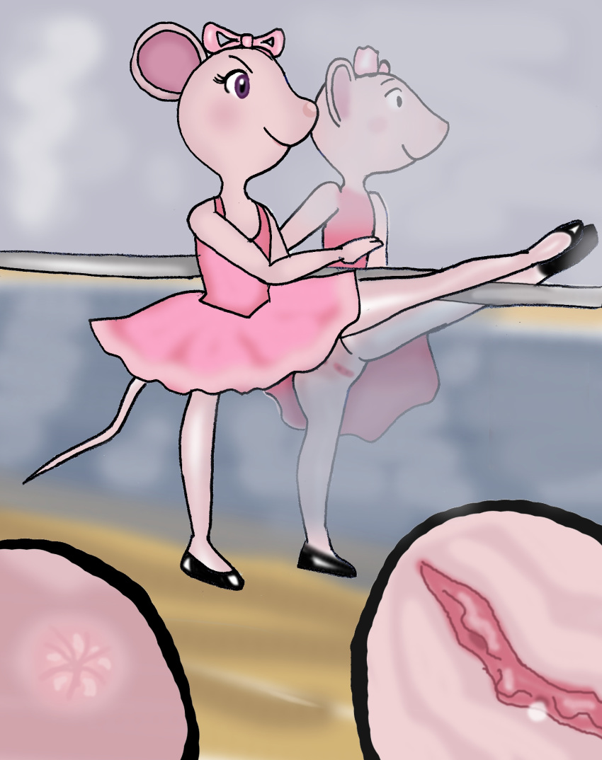 angelina_ballerina angelina_mouseling anthro clothing female female_only gay_rat leg_up mouse pussy solo tagme