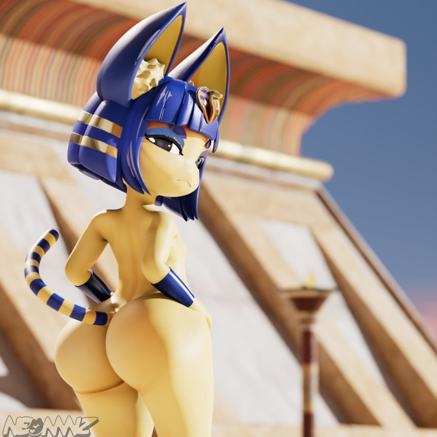 1girls 3d 3d_(artwork) 3d_model :< animal_crossing ankha ankha_(animal_crossing) ankha_(zy0n7) anthro anthro_only ass big_ass curvy doubutsu_no_mori female female_only furry furry_only hi_res looking_at_viewer nairu_(doubutsu_no_mori) neonnnzz nintendo shortstack solo solo_female thick_thighs wide_hips zy0n7