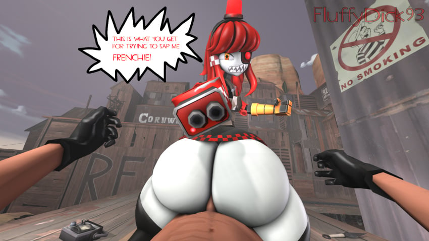 3d 3d_(artwork) 3d_model anal anal_insertion anal_sex angry angry_face angry_sex ass big_ass big_butt fluffydick93 forced huge_ass looking_back mimi_sentry reverse_cowgirl_position robot robot_girl sentry_(team_fortress_2) sentry_turret sfm source_filmmaker speech_bubble team_fortress_2 tf2 valve valve_(company) weapon white_body white_skin