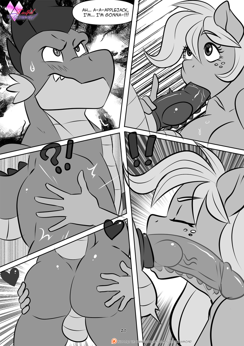 anthro anthro_on_anthro anthro_penetrated anthro_penetrating anthro_penetrating_anthro applejack_(mlp) ass backsack balls comic deep_throat english_text equid equine female female_penetrated friendship_is_magic genitals hasbro hi_res knot male male/female male_penetrating male_penetrating_female mammal my_little_pony oral page_20 penetration penis pia-sama sex spike_(mlp)