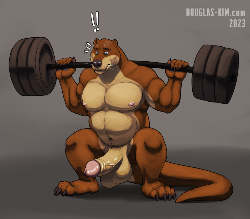 anthro big_penis doctorotter douglas_kim erection exercise genitals gym hi_res huge_cock humanoid_genitalia humanoid_penis hyper hyper_genitalia hyper_penis male male/male musclegut muscular muscular_arms muscular_male nude penis solo weightlifting workout