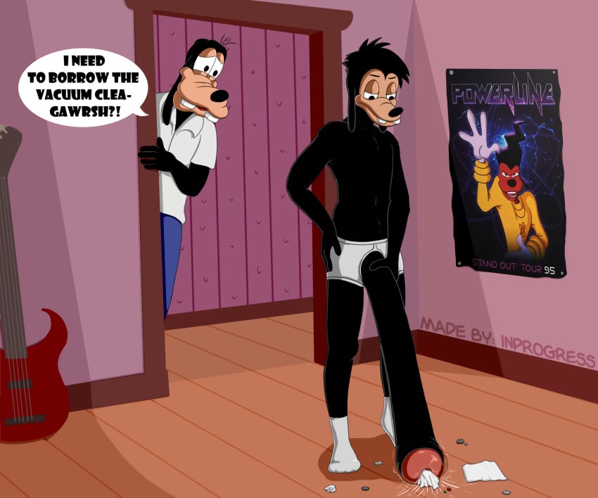 absurd_res anthro are_ya_winning_son? being_watched big_penis black_nose canid canine canis clothed clothing cock_vore detailed_background dialogue digital_media_(artwork) disney domestic_dog duo english_text erection footwear foreskin genitals glans goof_troop goofy goofy_(disney) half-closed_eyes hi_res holding_penis huge_cock humanoid_genitalia humanoid_penis humor hyper hyper_genitalia hyper_penis inprogress long_penis looking_at_another male male/male mammal max_goof narrowed_eyes object_vore partially_retracted_foreskin penile penis penis_through_fly penis_through_underwear poking_out socks suction text underwear vacuum_penis vore white_clothing white_footwear white_socks white_underwear