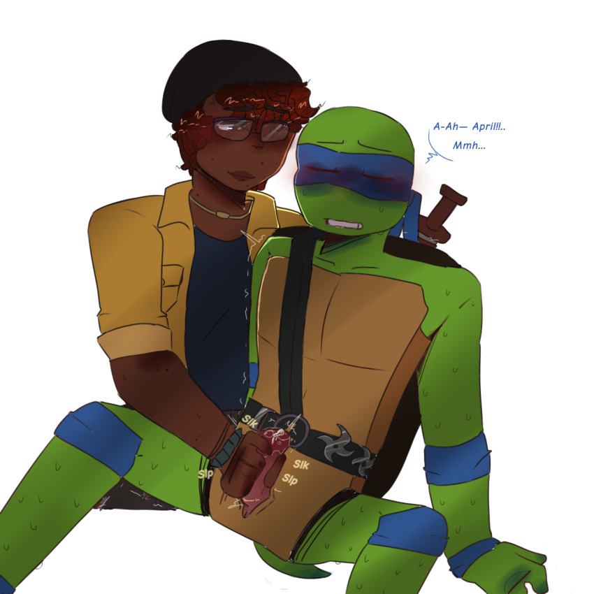 1boy1girl april_o'neil april_o'neil_(tmnt_2023) blue_armband braids closed_eyes curly_hair femdom glasses leo leonardo leonardo_(mutant_mayhem) leonardo_(tmnt) male_focus masturbating_other masturbation sitting straight straight_sex teenage_mutant_ninja_turtles teenage_mutant_ninja_turtles:_mutant_mayhem teenagers tmnt turtle