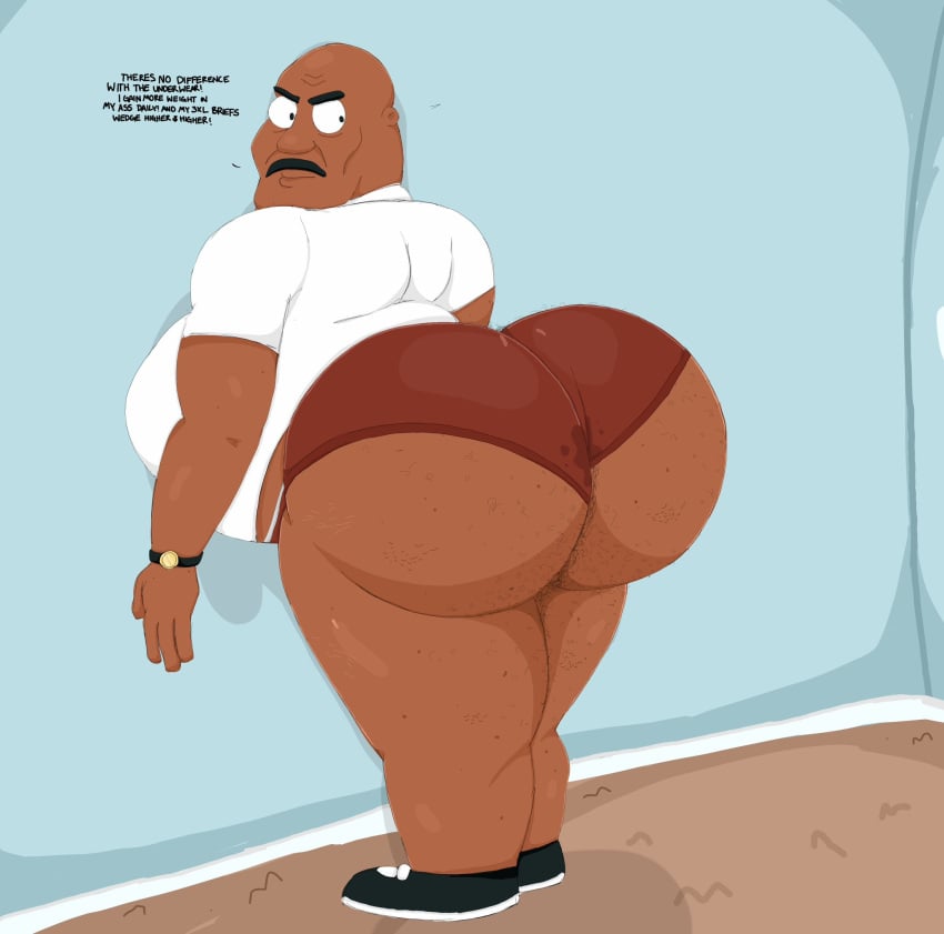 1boy animehikaridesu ass_focus bald beer_belly big_ass big_belly big_butt black_man briefs dark-skinned_male dilf family_guy gdilf gigantic_ass gigantic_butt huge_ass huge_butt levar_brown male male_focus male_only moustache round_belly sneakers solo solo_male the_cleveland_show thick_thighs toony underwear wrist_watch