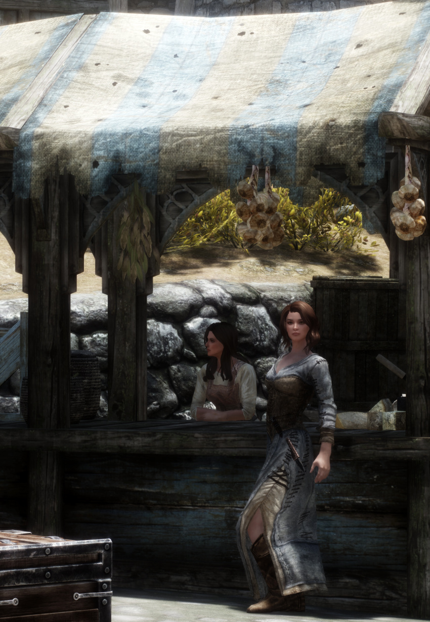 3d black_hair carlotta_valentia clothed nonstickypants red_hair skyrim the_elder_scrolls ysolda