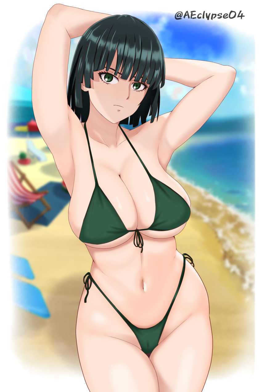 bikini breasts eclypse female female_only fubuki_(one-punch_man) one-punch_man solo swimsuit tagme