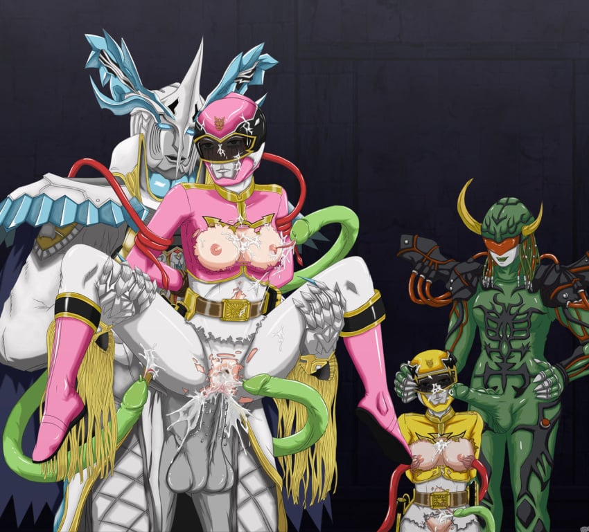 1boy 1futa 3girls billymesh063 bound captured captured_heroine cum cum_in_pussy cum_on_breasts cum_on_face cumshot defeated emma_goodall foursome gia_moran helmet levira_(power_rangers) monster pink_ranger power_rangers power_rangers_megaforce power_rangers_super_megaforce prince_vekar restrained spandex src_robin18 tentacle vagina vaginal_penetration yellow_ranger