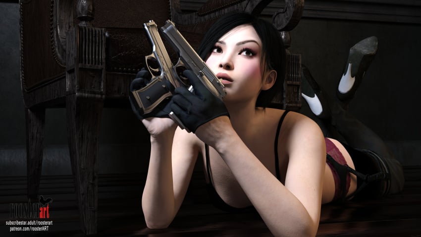 16:9 16:9_aspect_ratio 1girls 3d 3d_(artwork) ada_wong asian asian_female black_bra black_gloves black_shoes blush blush blushing_female bra dark_hair elbows female female female_focus girl gloves heel_boots heels indoors light-skinned light-skinned_female light_skin looking_up medium_hair open_eyes panties partially_clothed patreon patreon_username resident_evil room roosterart shoulders solo_female solo_focus subscribestar subscribestar_username video_game video_game_character video_game_franchise